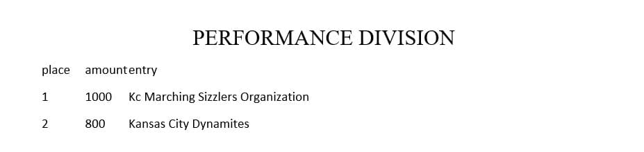 PERFORMANCE DIVISION